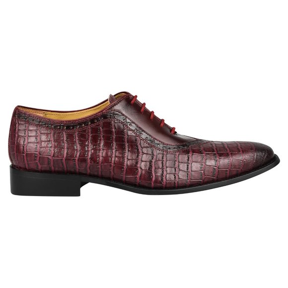 LIBERTYZENO Mens Burgundy Croco 2 Dress Shoes - Picture 5 of 7